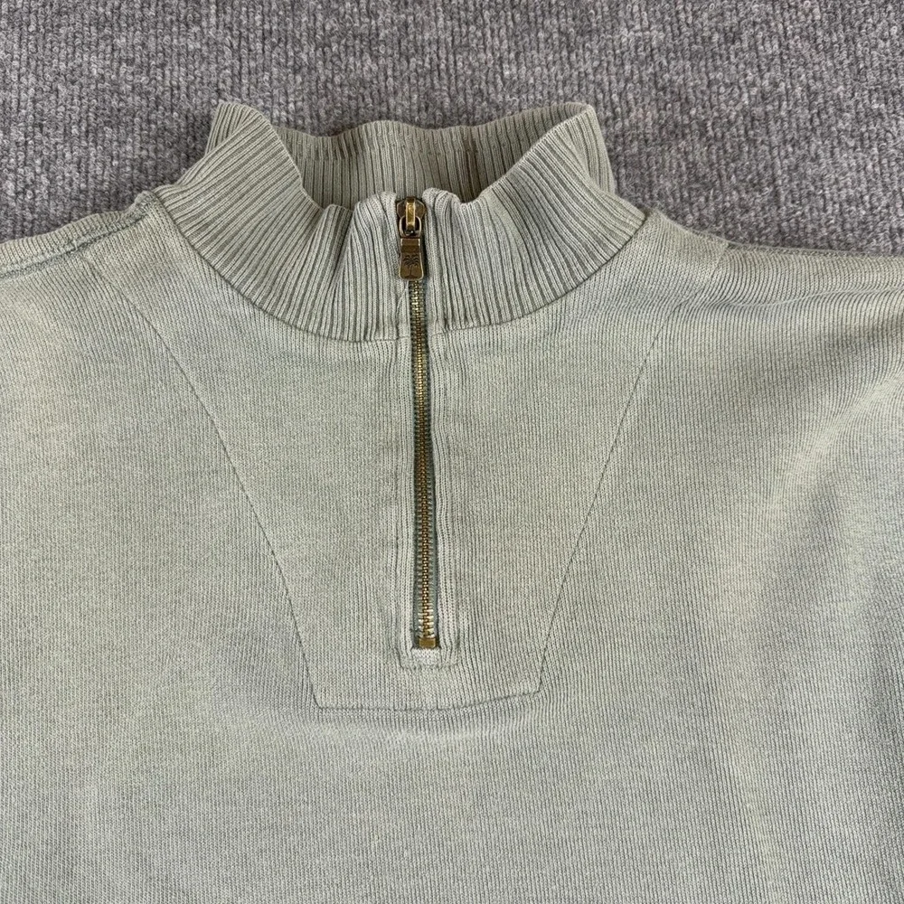 Tommy Bahama Sweater Mens Medium Green 1/4 Zip Mock Neck Cotton Knit Pullover